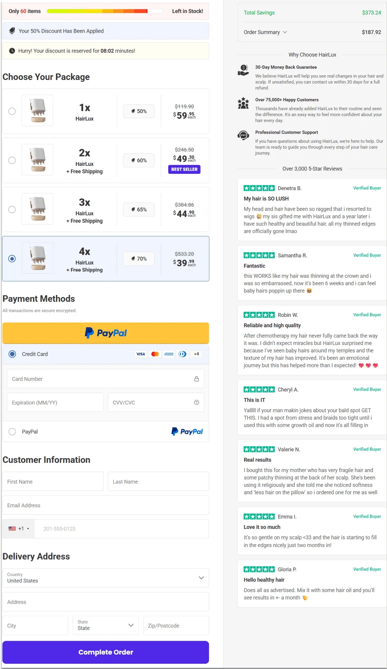 HairLux Secure Checkout Page